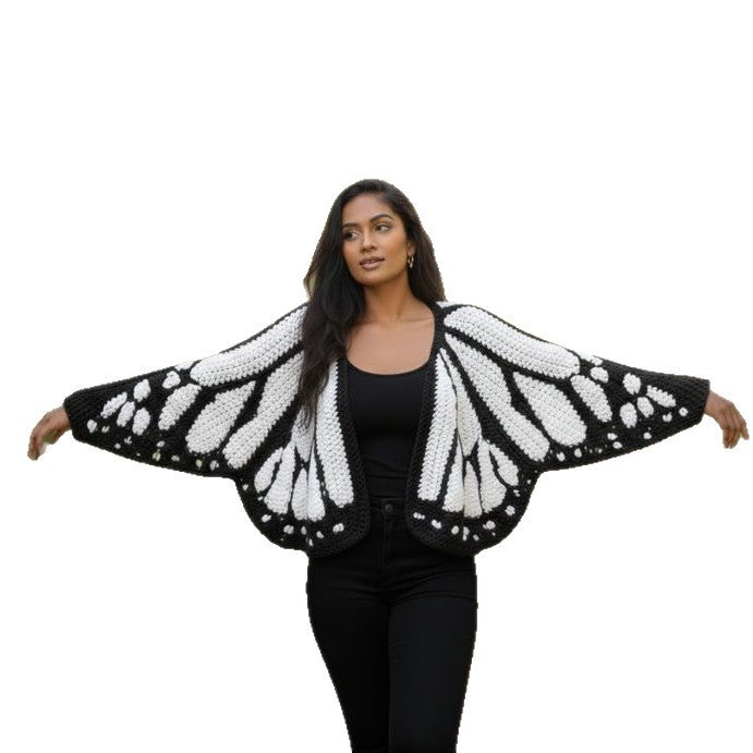 Imperial Butterfly Cape, Butterfly Shawl, Cardigan, Knitted, Unique Butterfly Pattern Shawl, Hand-crocheted Shawl, Comfortable Decoration