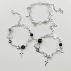 European and American cross-border bracelet couple bestie black and white dice hip-hop handmade guitar microphone five-pointed star hand jewelry