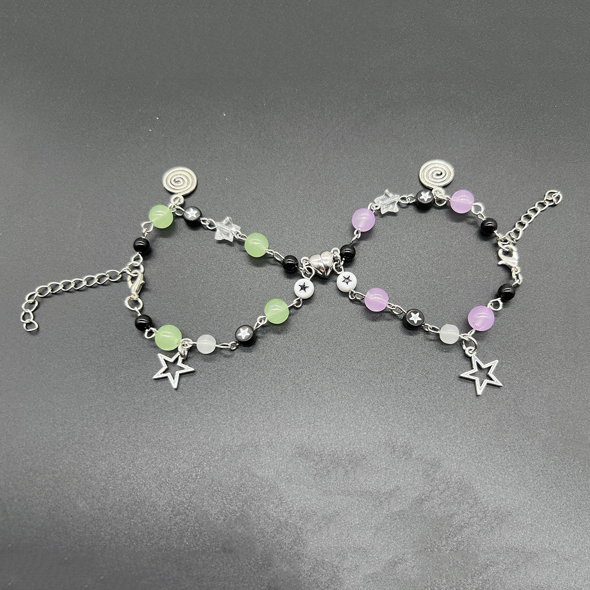 European and American cross-border bracelet couple bestie black and white dice hip-hop handmade guitar microphone five-pointed star hand jewelry