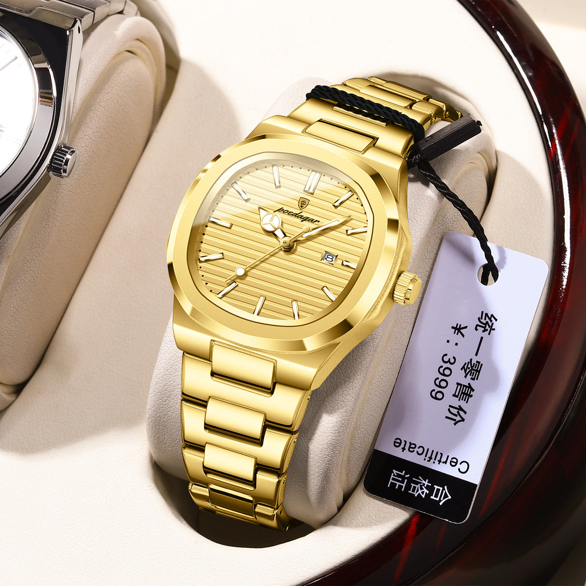 Women's Two-Tone Blue Quartz Watch - Square Dial
