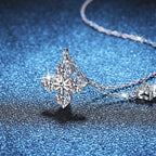 S925 Sterling Silver Four-Leaf Clover Clavicle Necklace with 1.2 Carat Moissanite Pendant - High-End Style, Niche Luxury, Colorfast