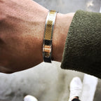 European and American punk style hollow mesh stainless steel open bracelet men's retro stainless steel bracelet bracelet wholesale