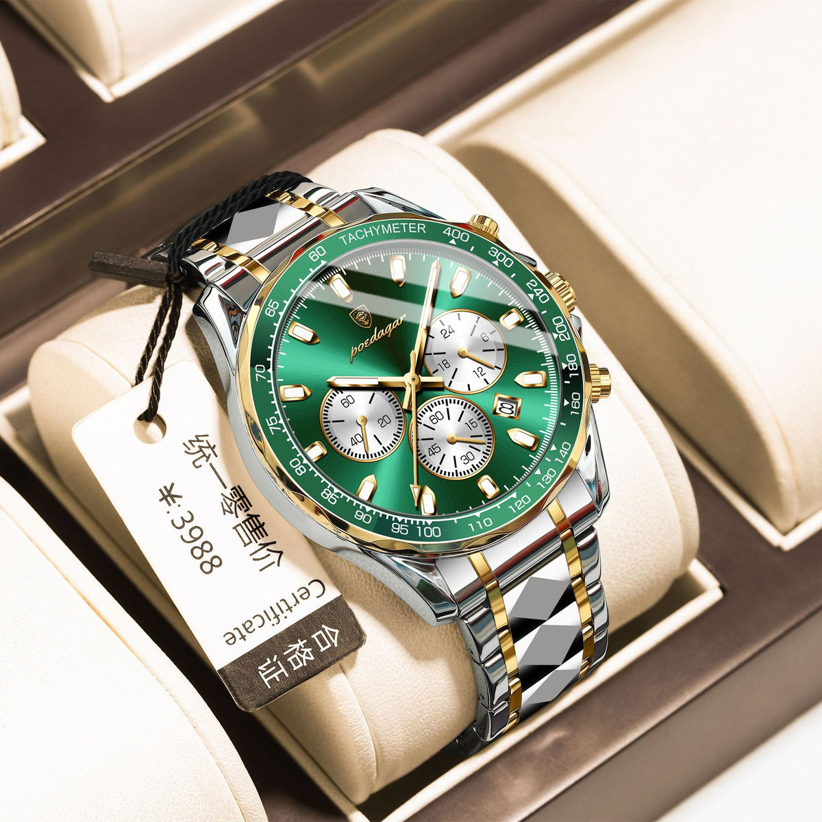 Men's Two-Tone Blue Quartz Watch - Waterproof, Steel Strap