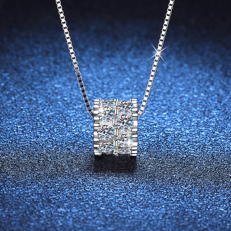 Full diamond moissanite necklace, 925 sterling silver clavicle chain, slim waist necklace, popular online style pendant, D-color moissanite necklace.