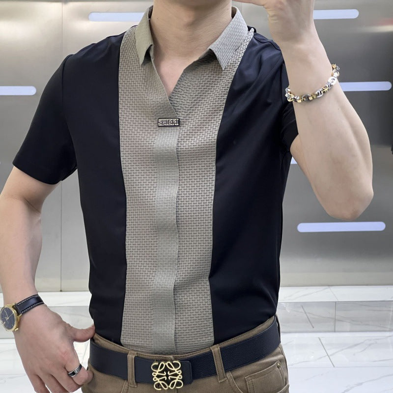 Men's Black & White Color Block Shirt – Slim | Aladinae