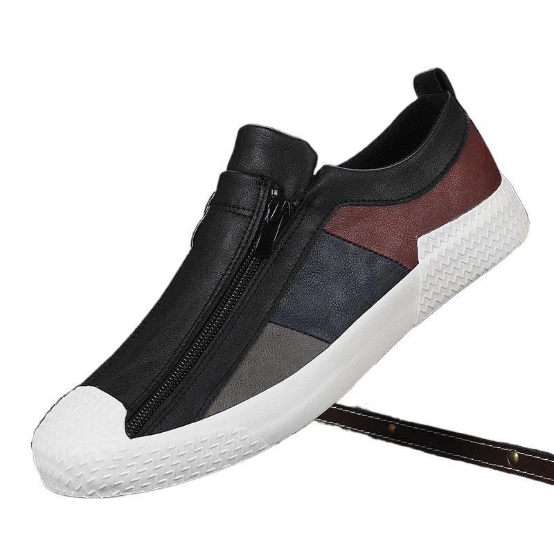 Men's Colorblock Slip-On Leather Casual Shoes