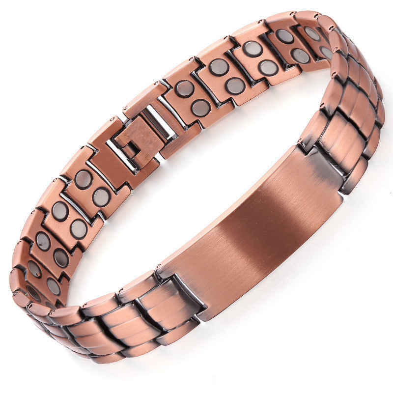 Amazon Hot Selling European and American Cross-Border Twill Antique Red Copper Men's Bracelet, Three Rows of Magnets Bracelet Wholesale