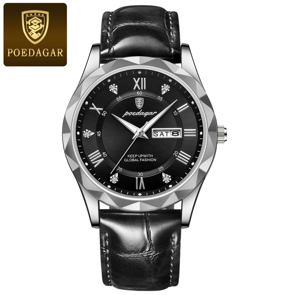 Men's Dual Calendar Luminous Quartz Watch - Waterproof