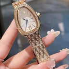 Women's Snake Pattern Crystal Watch - Sunburst Dial