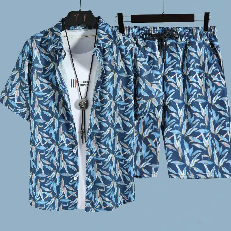 Men's Hawaiian Floral Shirt & Shorts Beach Set | Aladinae