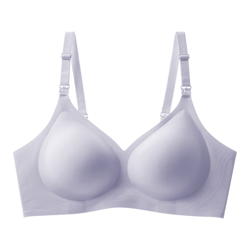 Amazon cross-border lingerie, European and American style, jelly-like, wire-free, comfortable, anti-sagging, plus-size nursing bra with padding.