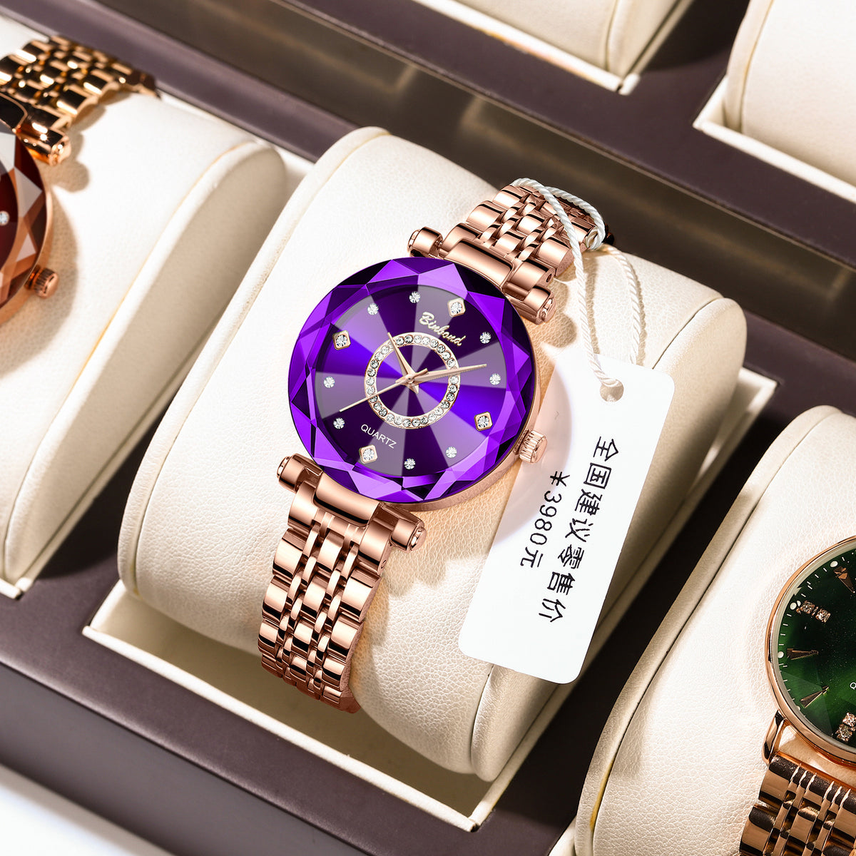 Women's Rose Gold Red Dial Quartz Watch - Waterproof