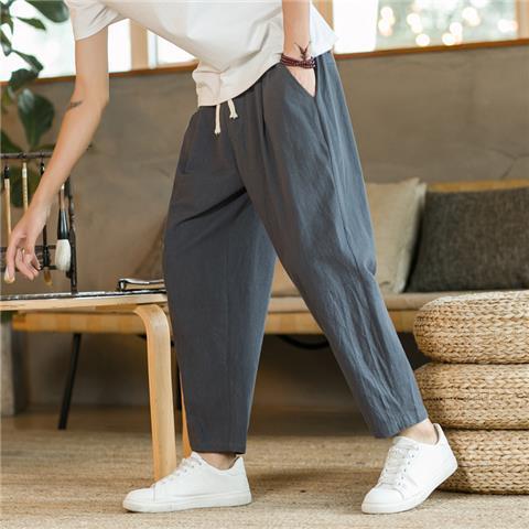 Men's Cotton Linen Cropped Trousers – Ethnic | Aladinae