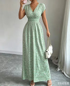 2026 New French V-neck Slim Waist Maxi Dress, Elegant and Stylish Dress (for European and American Cross-Border Amazon and AliExpress)