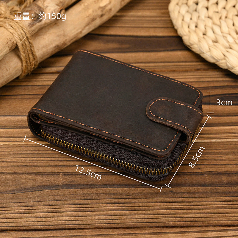 Genuine Leather Zipper Wallet – Large Capacity | Aladinae