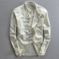Men's Chinese Style Linen Stand Collar Shirt | Aladinae