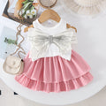 Foreign trade cross-border European and American summer cute girl suits small and medium children's bow decorated sleeveless tops and tutu skirts