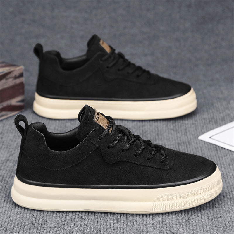 Men's Black Running Sneakers - Low-Top, Lace-Up