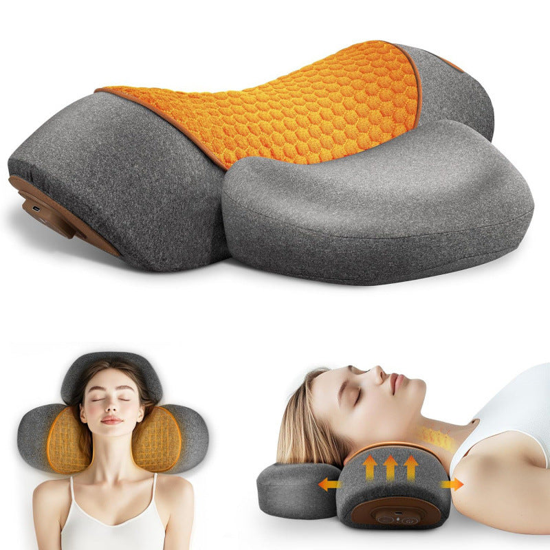 Cross-border cervical pillow for cervical spine support, massage, non-traction, heating, repair, cylindrical shape, sleep aid, and neck support.