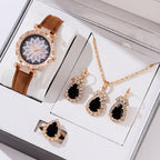 Women's White Watch and Bracelet Set - Quartz