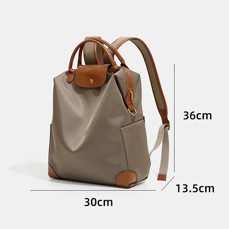 High-end women's backpack, lightweight travel bag, large capacity, nylon color-blocked waterproof school bag, business bag