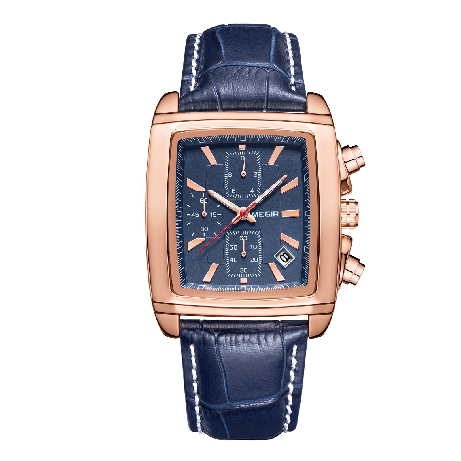MEGIR Men's Square Quartz Watch – Leather Strap | Aladinae
