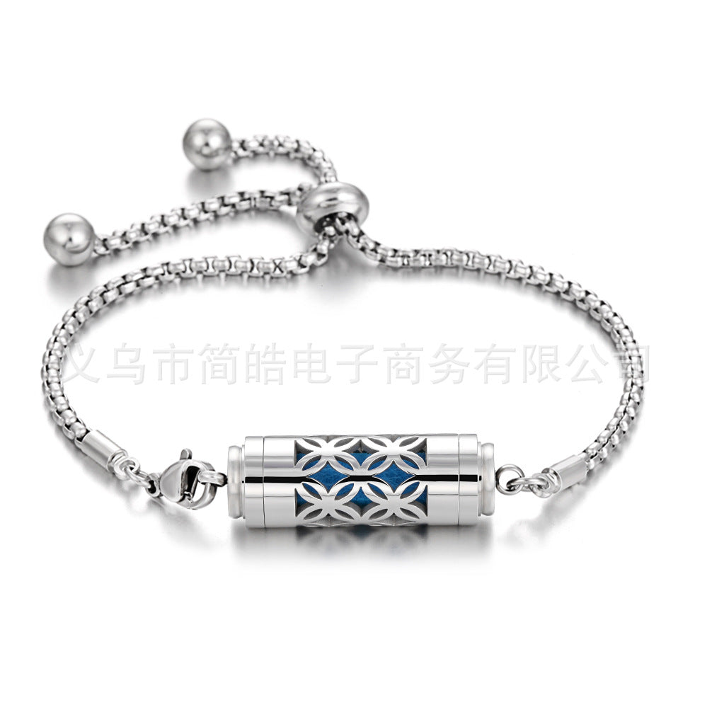 Stainless steel aromatherapy bracelet bracelet essential oil perfume diffuser bracelet adjustable titanium steel bracelet couple jewelry