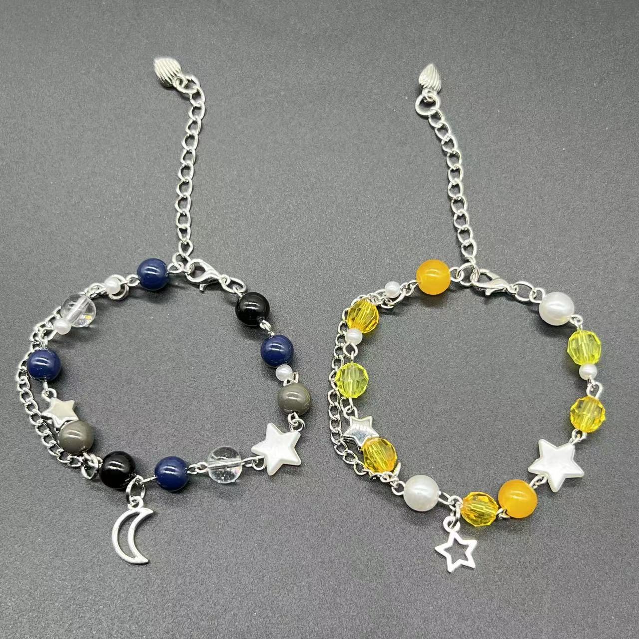 European and American cross-border bracelet couple bestie black and white dice hip-hop handmade guitar microphone five-pointed star hand jewelry