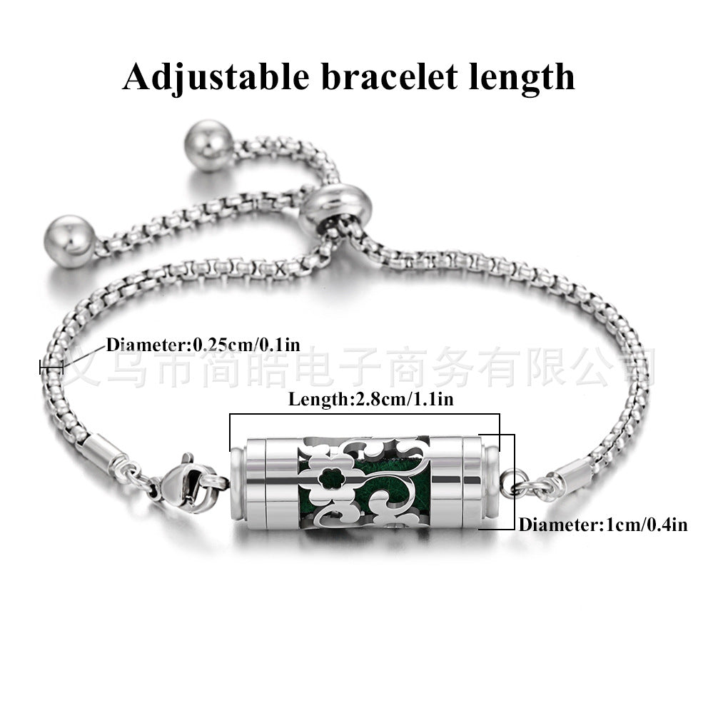 Stainless steel aromatherapy bracelet bracelet essential oil perfume diffuser bracelet adjustable titanium steel bracelet couple jewelry