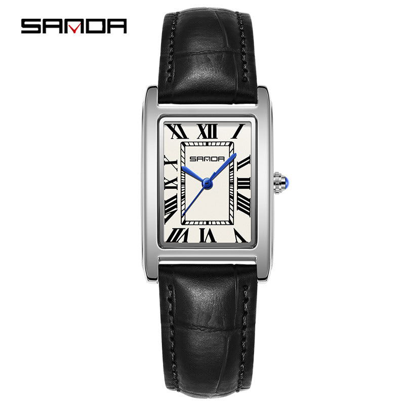 Men's Coffee Silver Rectangular Watch - Roman Numerals