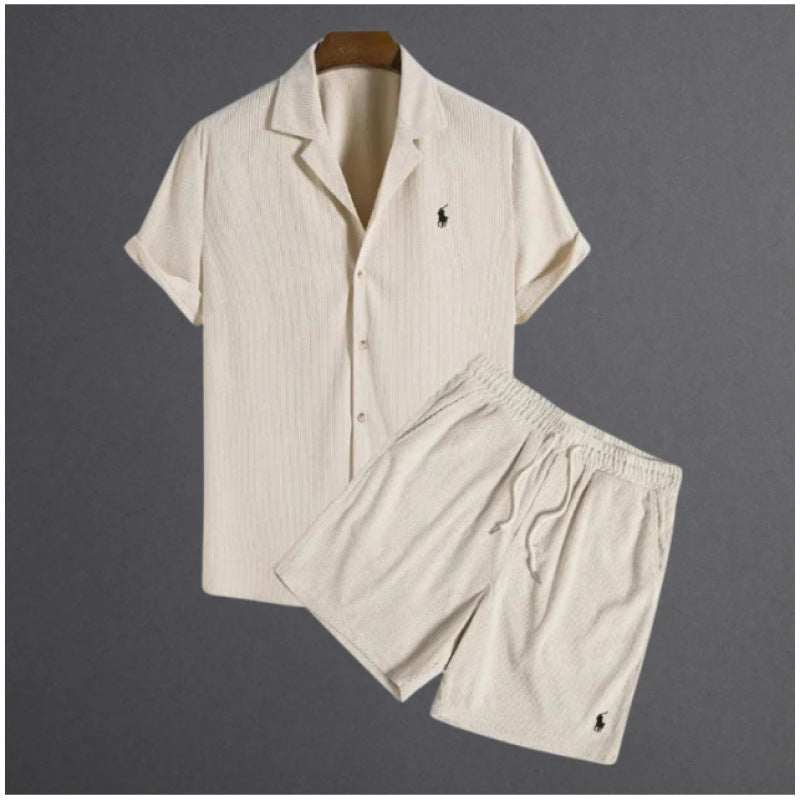 Men's Black & White Striped Hawaiian Shirt | Aladinae