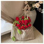 Cross-border rose bouquet blanket bucket bag handmade crochet knitting material kit wool knitting crossbody bag handmade crochet