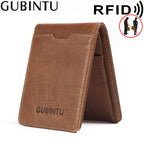 Men's Brown Genuine Leather Wallet - RFID Blocking