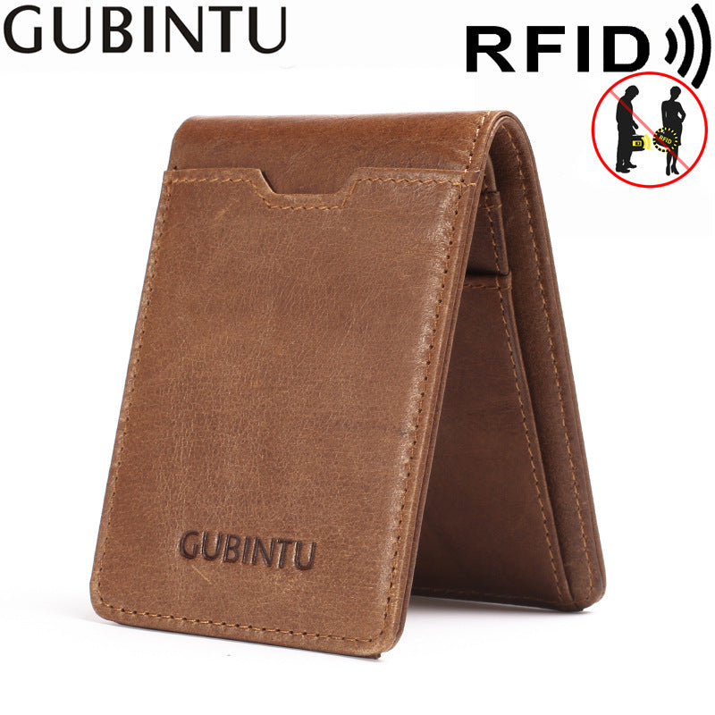 Men's Brown Genuine Leather Wallet - RFID Blocking
