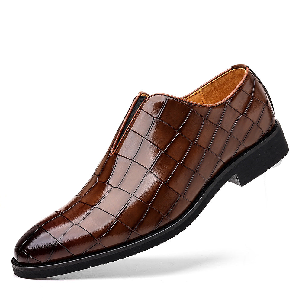 Men's Black PU Leather Slip-On Shoes – Square Toe | Aladinae
