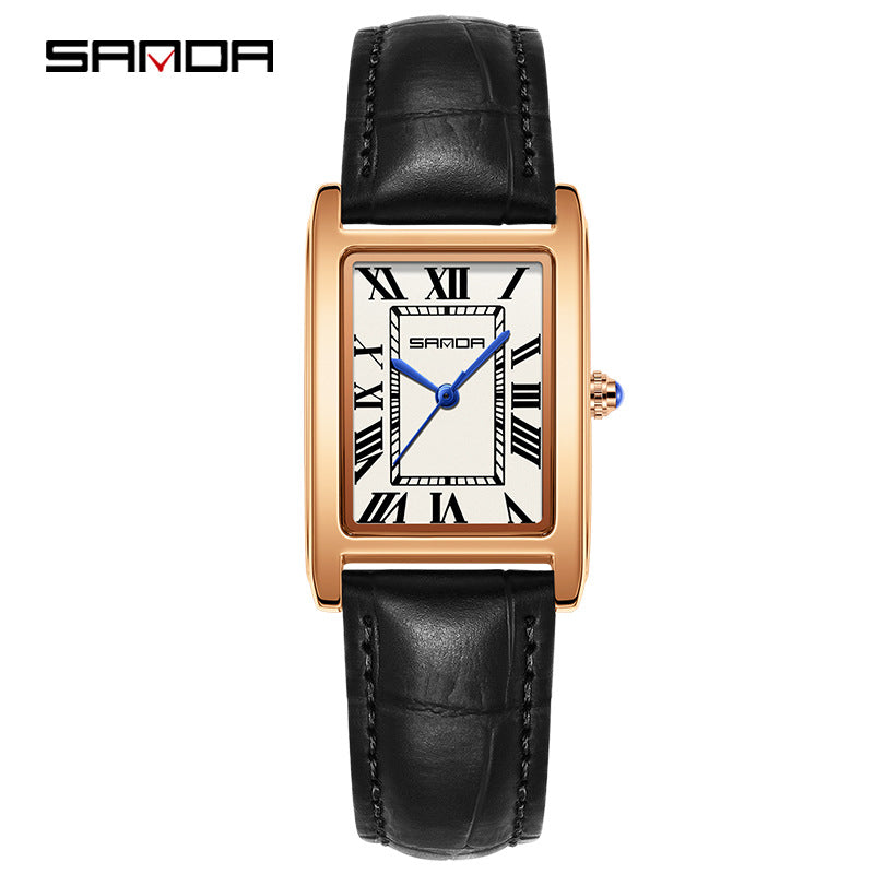 Men's Coffee Silver Rectangular Watch - Roman Numerals