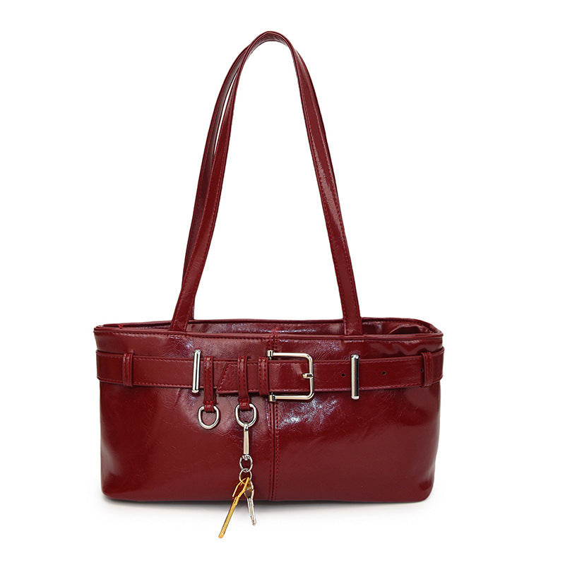 Niche high-end commuter shoulder bag for women 2024 new autumn and winter retro all-match hot girl motorcycle underarm bag