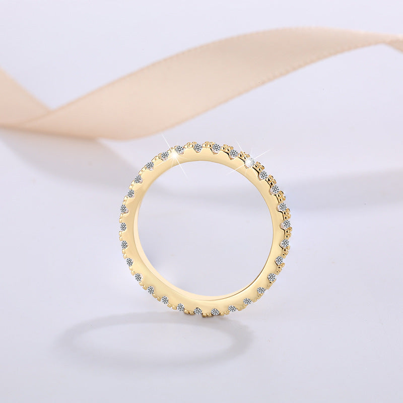 Factory direct wholesale S925 sterling silver women's rings with star pattern, moissanite rings, niche and high-end style.