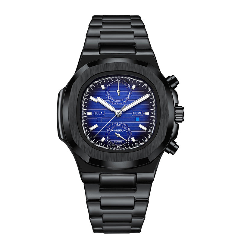 Men's Silver Black Multifunction Quartz Watch - 30M WR