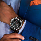 Men's Black Steel Multi-Hand Quartz Watch - Waterproof