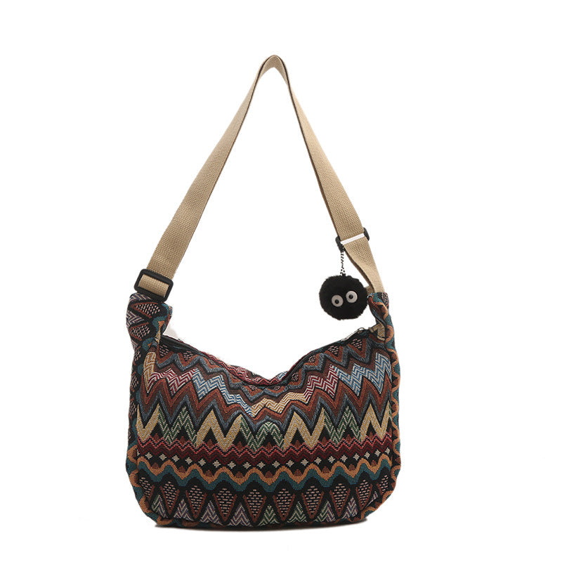 Crossbody bag for women 2024 spring and summer new large capacity canvas shoulder bag versatile college students commuting dumpling bag