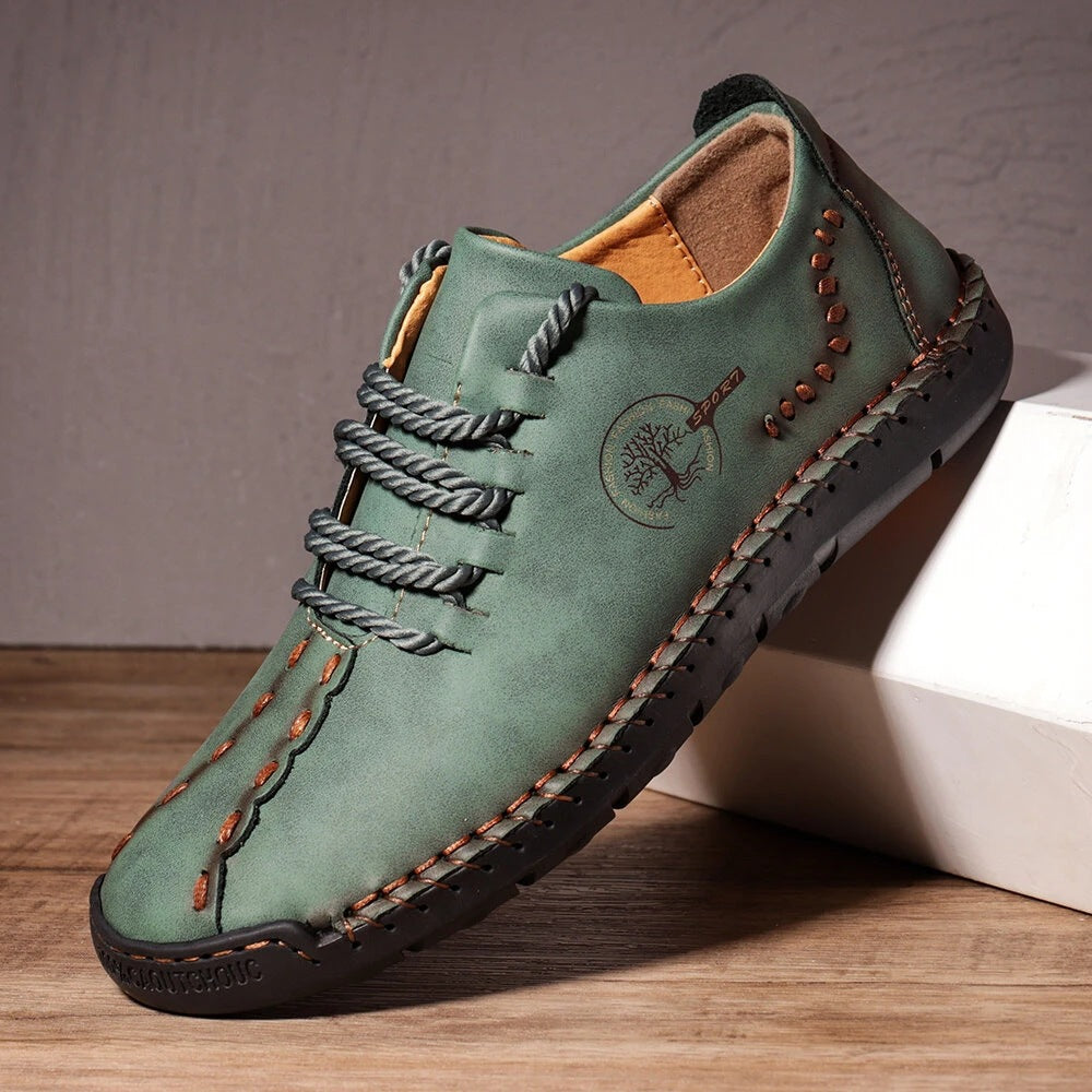 Men's Handmade Leather Lace-Up Loafers