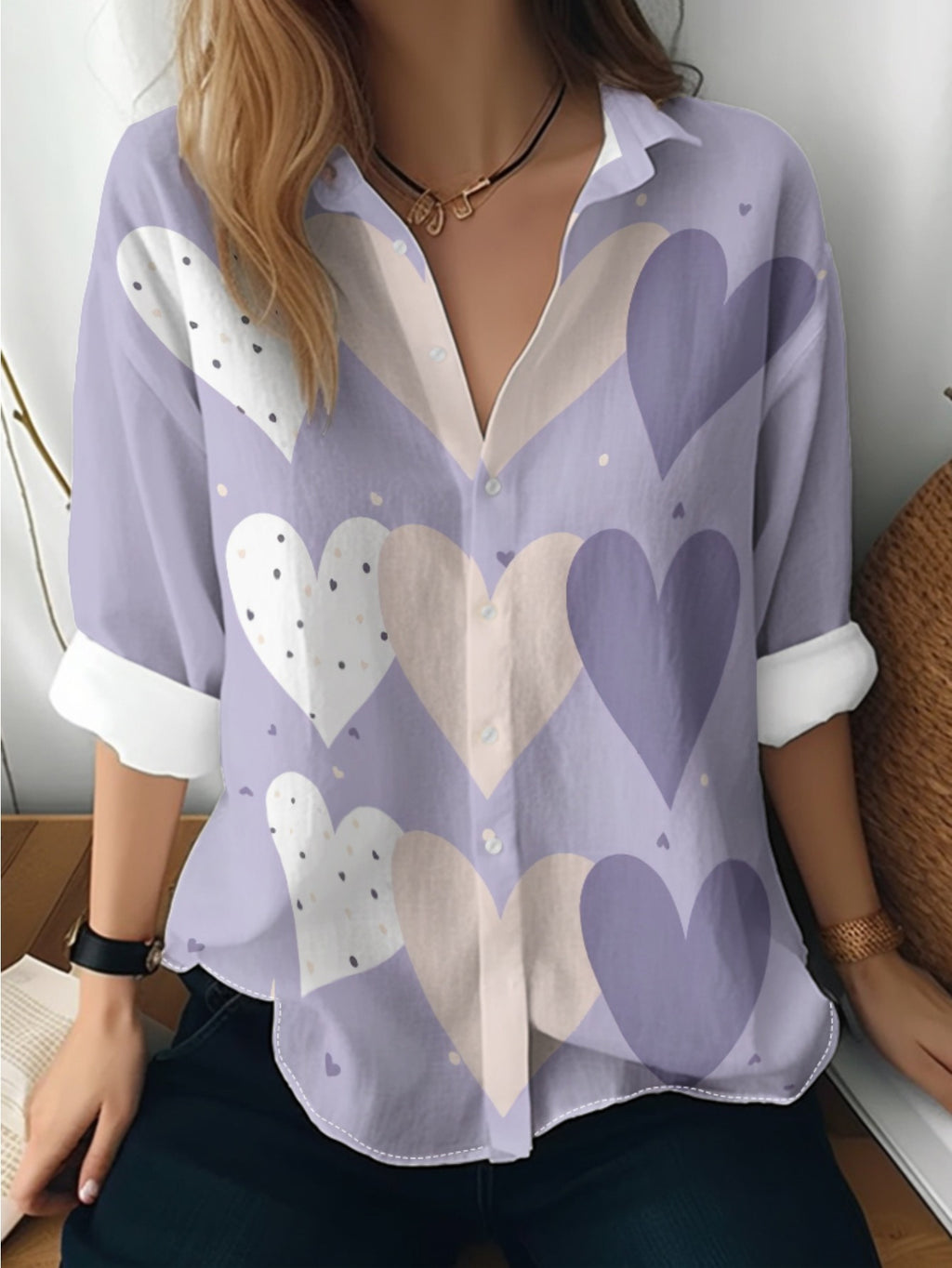 Cat cross-border Amazon European and American women's 3D printed floral pattern long-sleeved shirt women's fashion tops