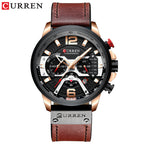 Men's Rose Gold Brown Multi-Hand Quartz Watch - Waterproof