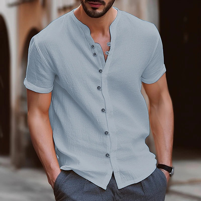 Men's White Cotton Button-Up Casual Shirt | Aladinae