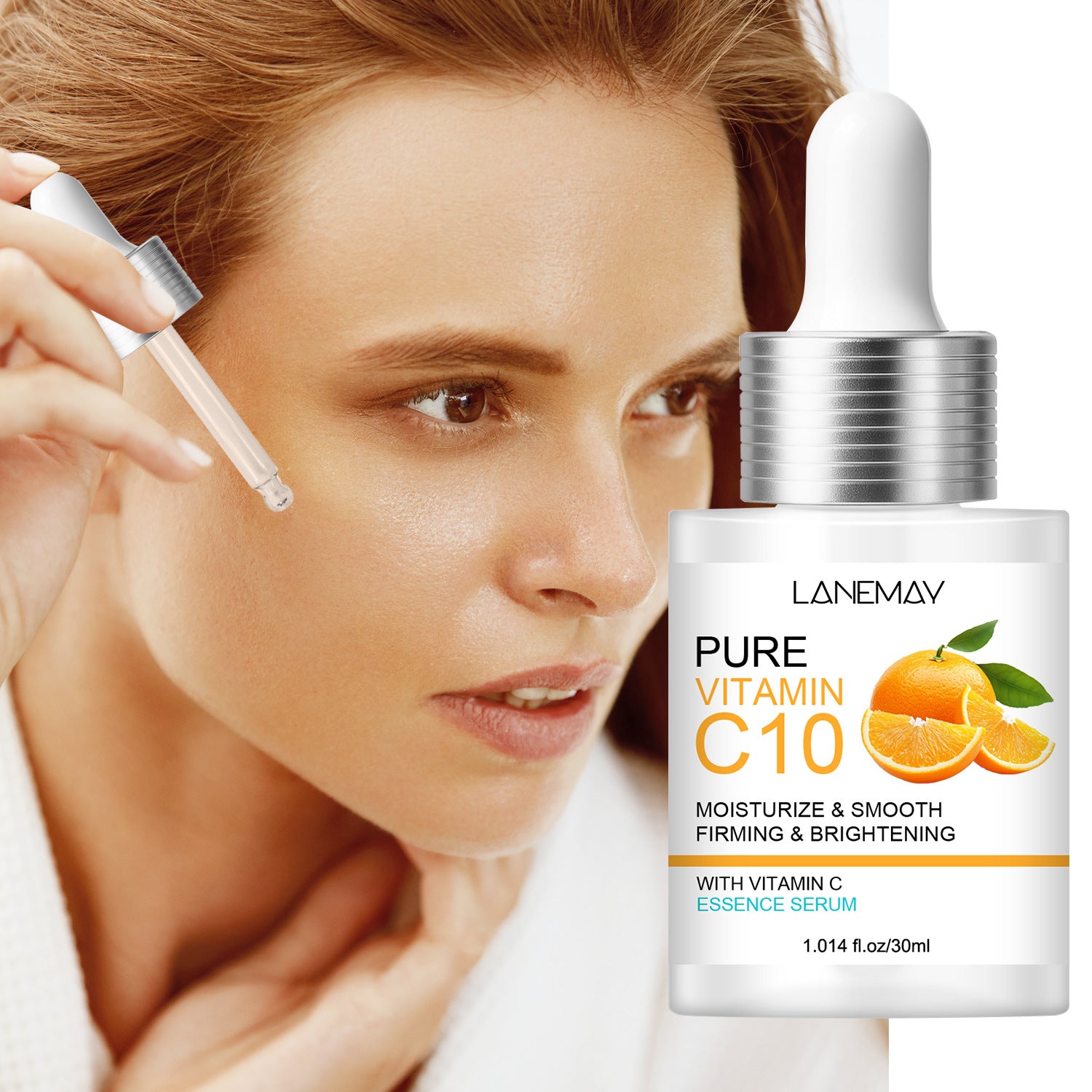 Cross-border best-selling firming facial serum (30ml, all-English packaging) - Vitamin C for hydration, moisturizing, brightening, and smoothing skin.