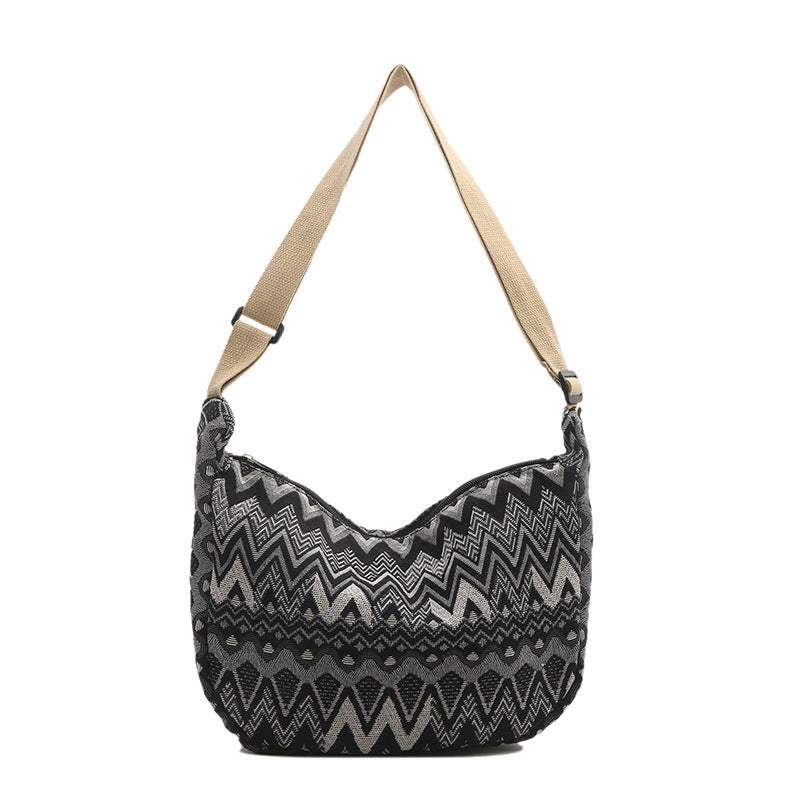 Crossbody bag for women 2024 spring and summer new large capacity canvas shoulder bag versatile college students commuting dumpling bag