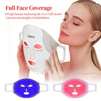 Red light facial mask beauty device, LED red and blue light mask, cross-border home use skincare, infrared therapy, large panel light, custom-made.