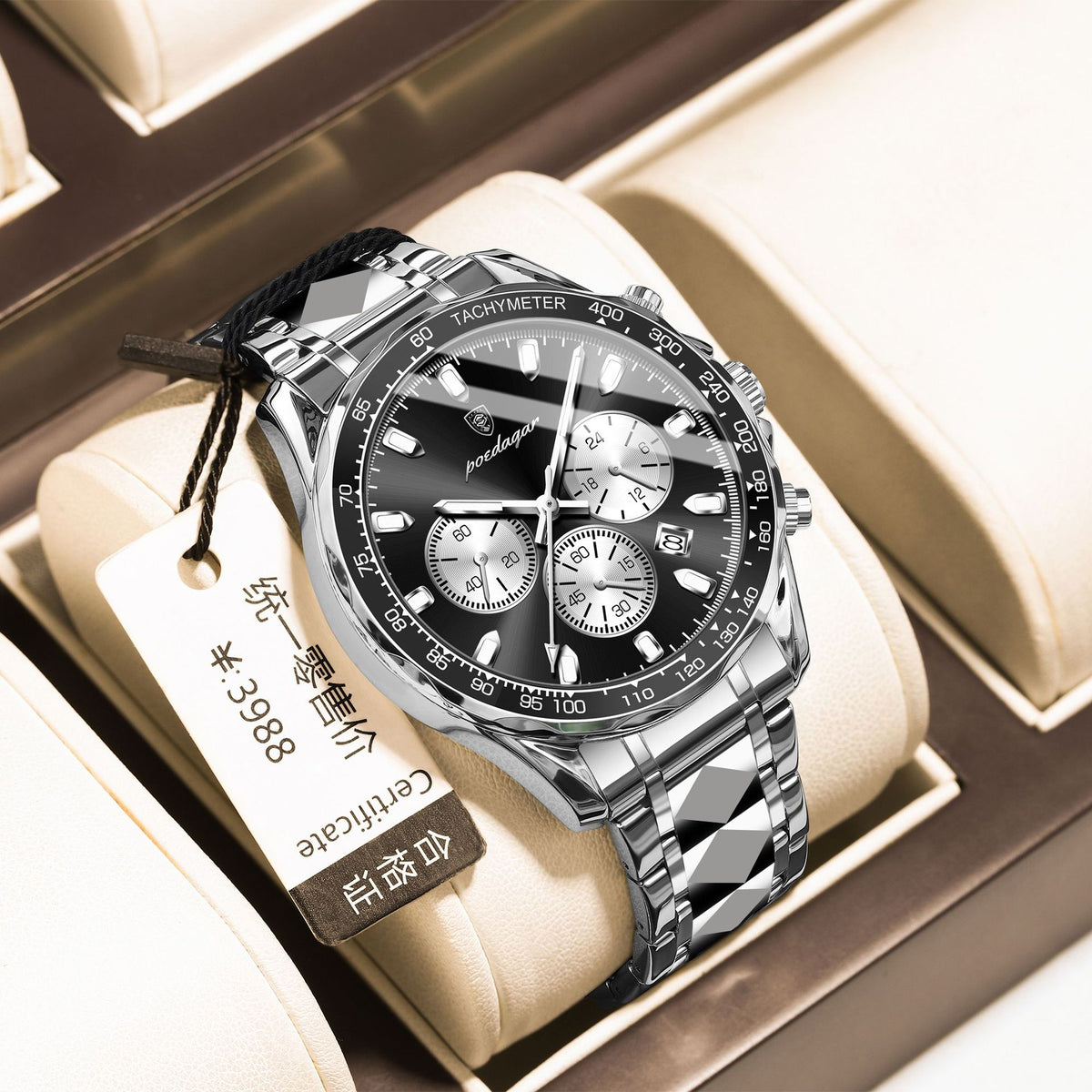 Men's Two-Tone Blue Quartz Watch - Waterproof, Steel Strap