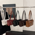Niche high-end commuter shoulder bag for women 2024 new autumn and winter retro all-match hot girl motorcycle underarm bag